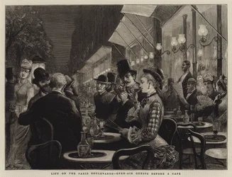 Life on the Paris Boulevards, Open-Air Guests before a Cafe